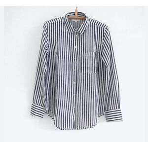 KARU simple striped Shirt, M, White & indigo
